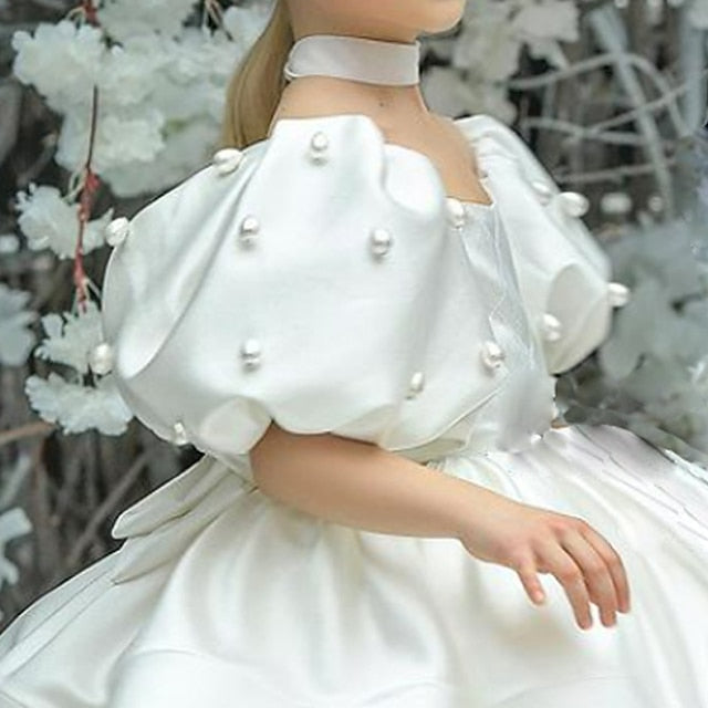 Girl Girls' Flower Color Solid Dress Kids