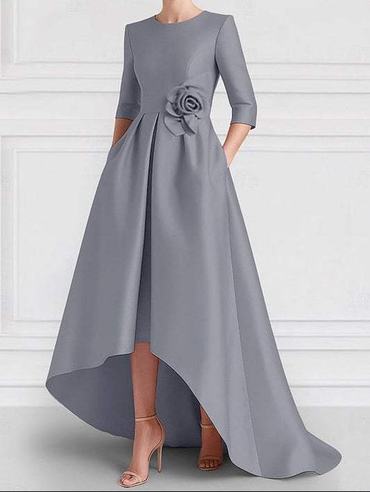 Evening Dress Gown A-Line Formal Elegant Asymmetrical Wedding