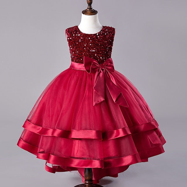 Festival Girls' Dress Party Kids Wedding Sequin Sleeveless