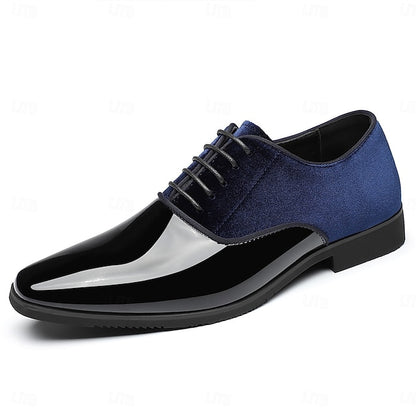 and White Shoes Blue Velvet Finish Glossy Men's with