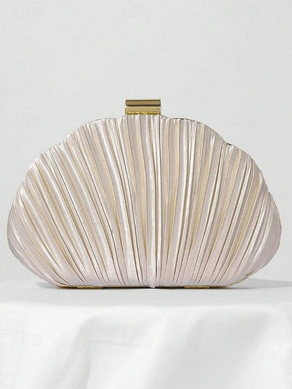 Pleated Satin Evening Women's Shell Purse Clutch