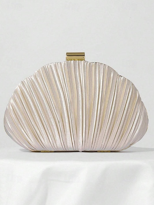 Pleated Satin Evening Women's Shell Purse Clutch