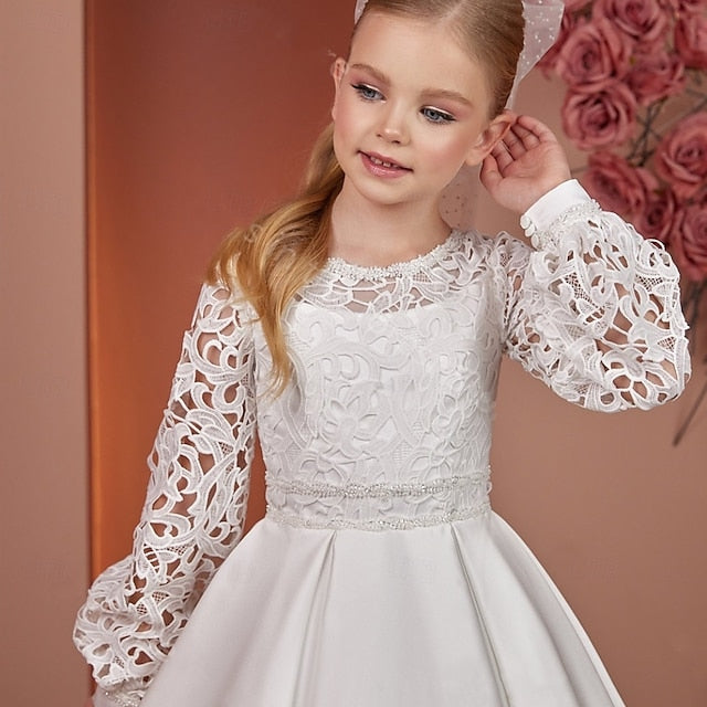 Solid Dress Flower Communion Kids Girls' Girl First