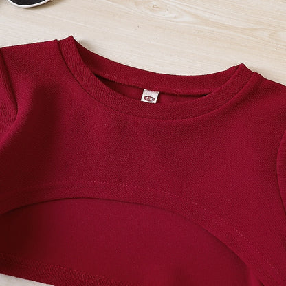 Girls' Block Color Kids Dress Set Pieces Long Suits 2