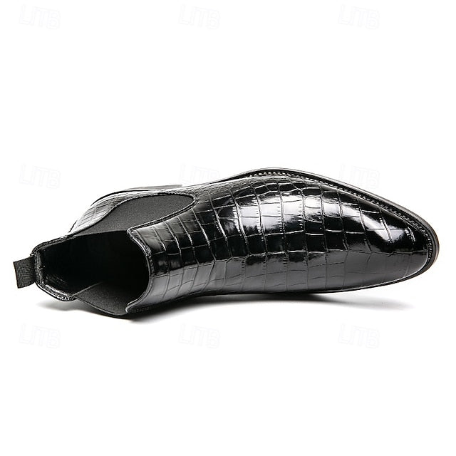 Chelsea – Brown Slip-On Men's Pattern Crocodile Boots