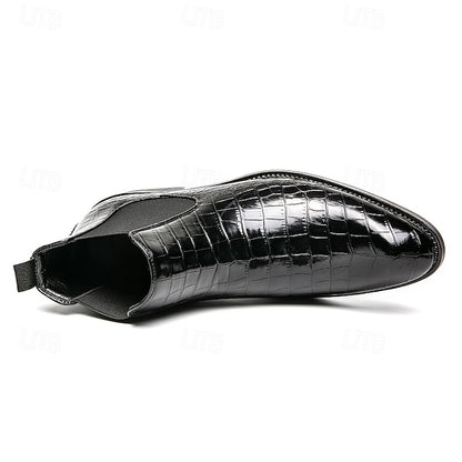 Chelsea – Brown Slip-On Men's Pattern Crocodile Boots