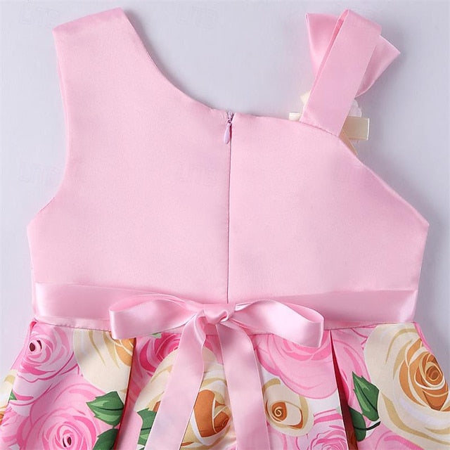 Dress 3D Girls' Sleeveless Easter Summer Party Flower