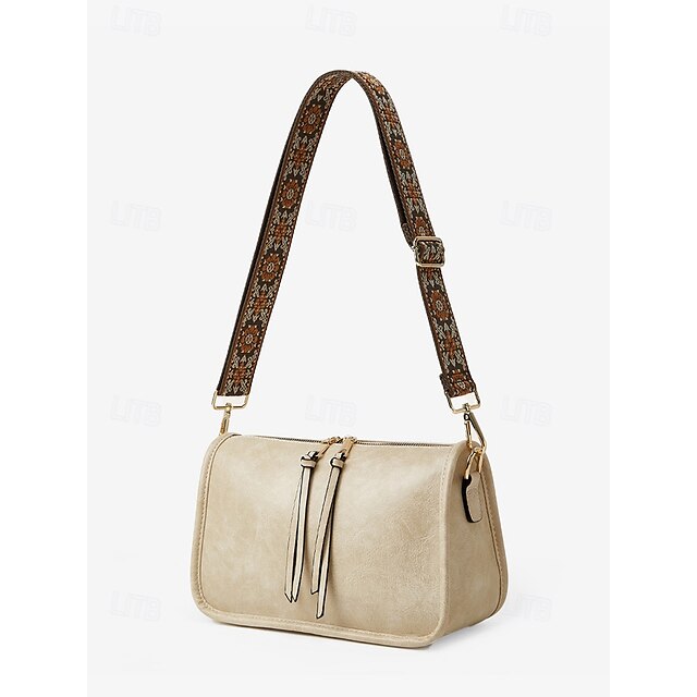 Bag Adjustable Leather Brown Faux Women's Shoulder with