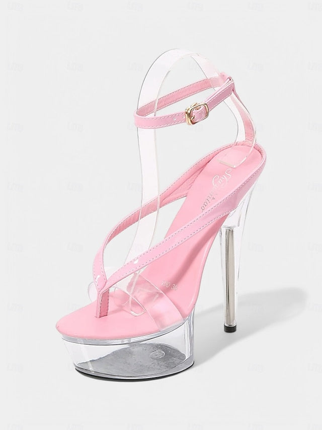 Sexy – Platform Nightclub Sandals Lavender Heel Clear