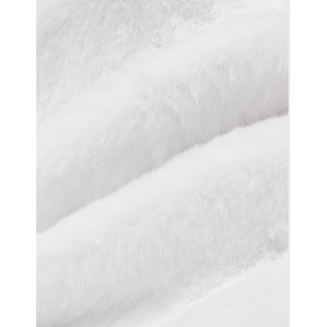 Coat Black Long Jacket Faux Sherpa Fur Women's White