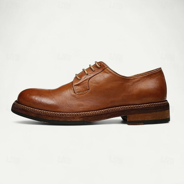 Men's Shoes Welt with Goodyear Tan Clean Leather Derby and