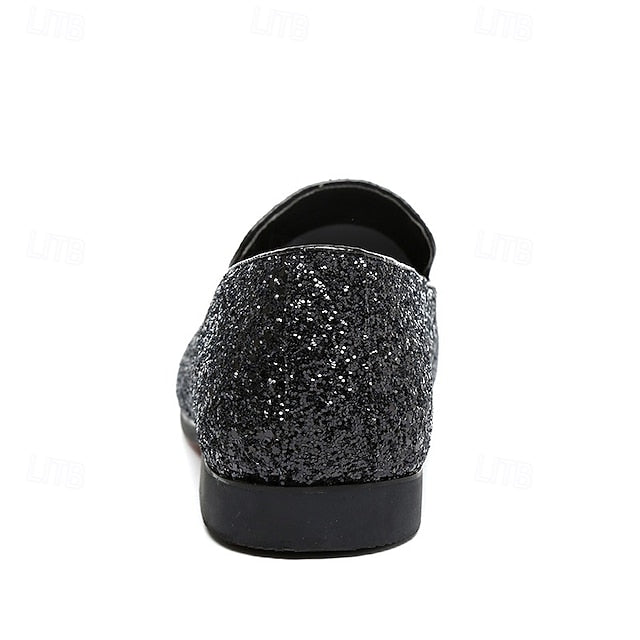 Men's with and Silver Slip-On Glitter Design Loafers