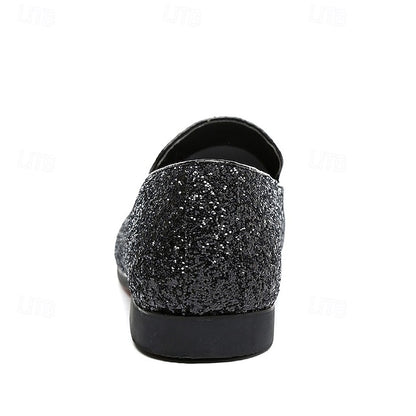 Men's with and Silver Slip-On Glitter Design Loafers
