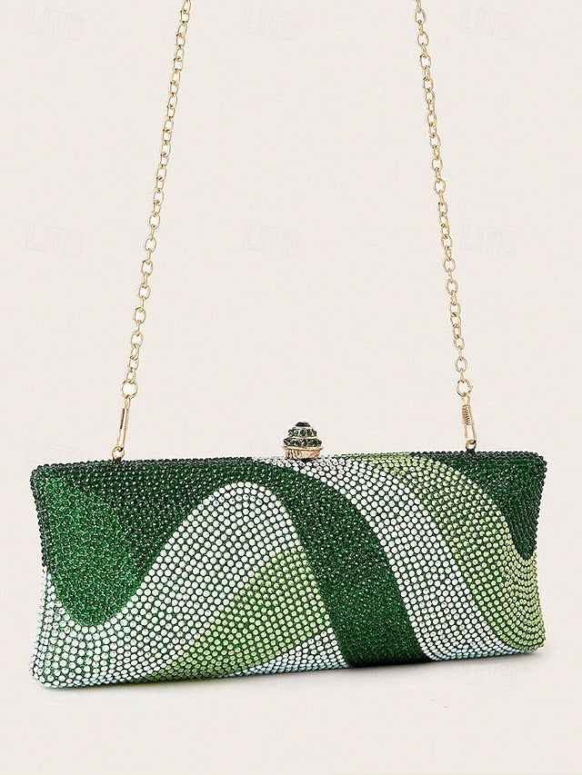 Evening Crystal Strap Chain with Bag Clutch Women's