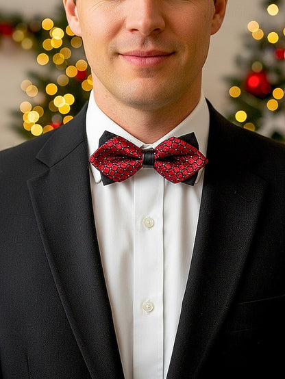 Men's Christmas Bow Geometric Pattern Tie with