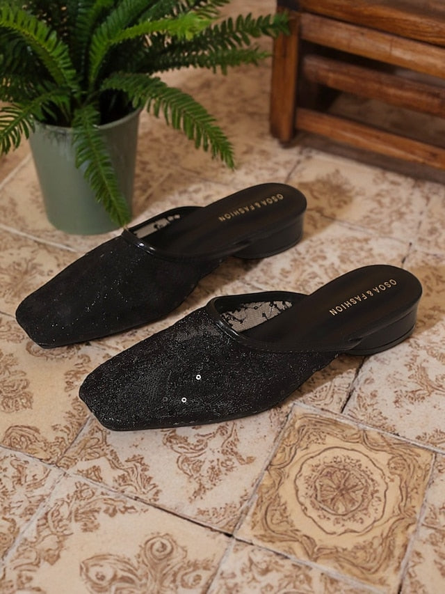 – Elegant Sheer Ballet Lace Flats Mesh White Women's