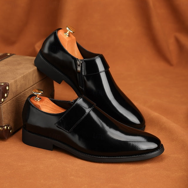 Leather Loafers Shoes Brown Slip-On Business Men's