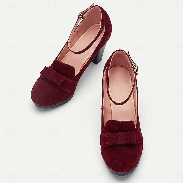 Green Jane Heels Bow Mary - with Suede Women's Detail