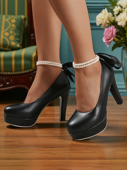 Victorian-Style Women's Pink Heels 1950s Faux - Platform