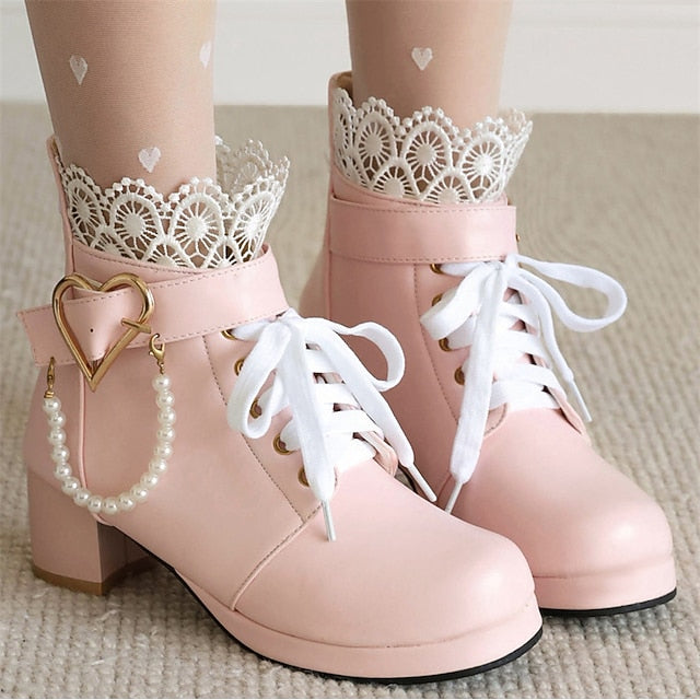 Lace-Up – White Bridal Women's Boots Wedding Ankle Shoes