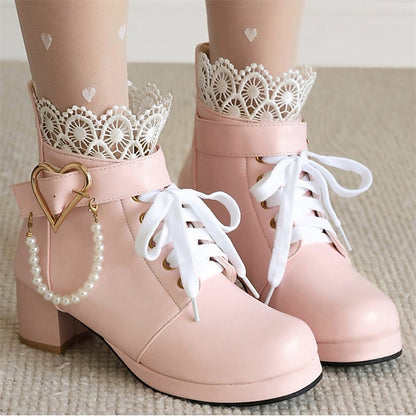 Lace-Up – White Bridal Women's Boots Wedding Ankle Shoes