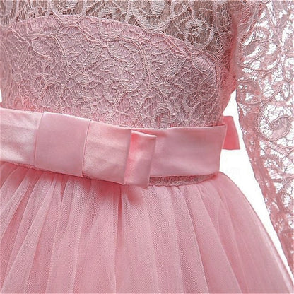 Flower Solid Girls' Kids Wedding Girl Colored Dress