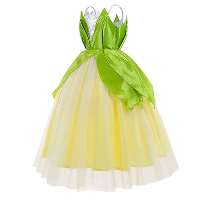 Dress Tiana Princess Girl Bell Flower Tinker Theme Fairytale