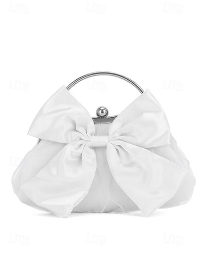Elegant Clutch Evening Bag – Pearl Women's Bow Satin
