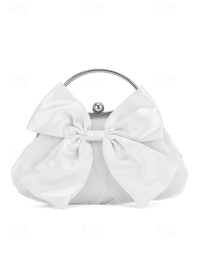Evening Elegant Satin Bow Bag Pearl – Women's Clutch
