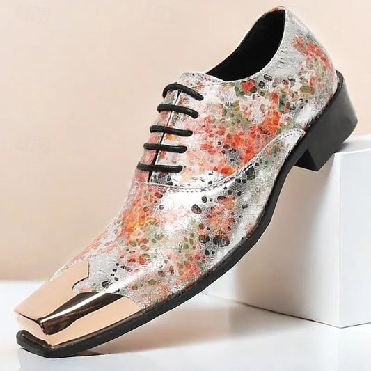 Floral Men's Patent Leather – Printed Oxford Shoes