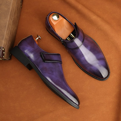 Leather Loafers Shoes Brown Slip-On Business Men's