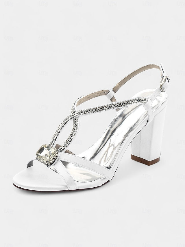 Women's Rhinestone Royal Sandals Elegant Blue – Satin