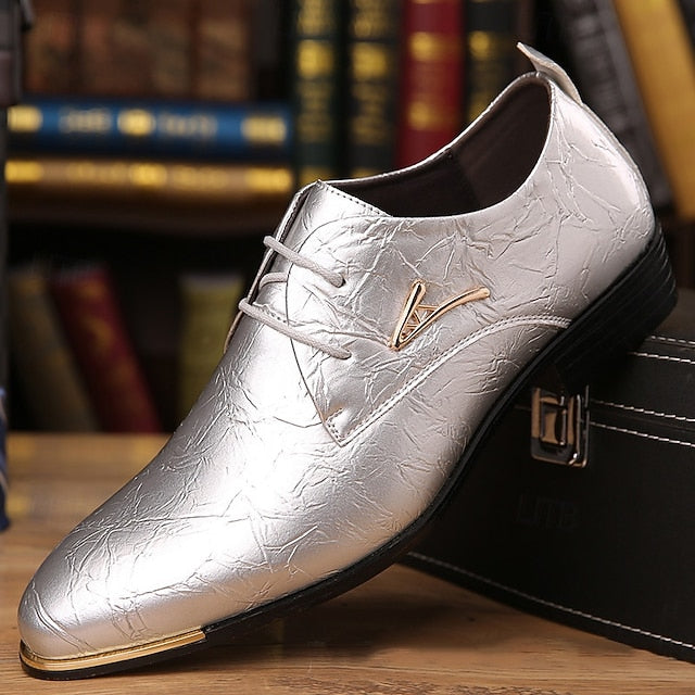 Shoes Men's Purple Bold Patent Shiny Lace-Up