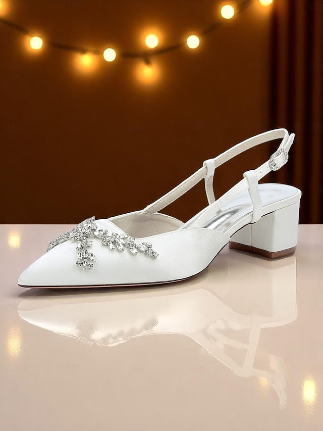 Women's Satin Black Heels Slingback