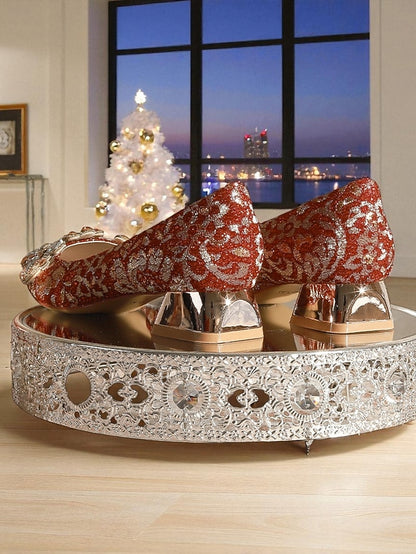 Women's Flats Rhinestone Red Pointed-Toe Embellished