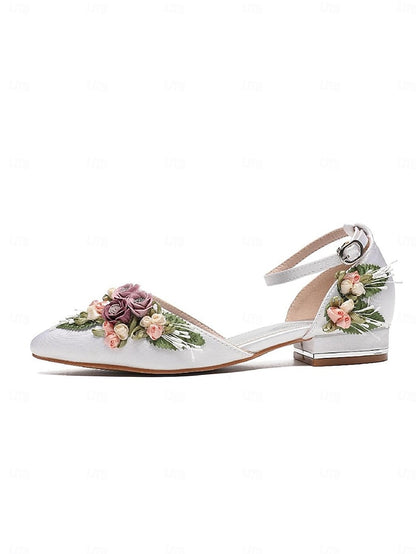 Shoes with – Clutch Floral Matching Embroidered White Flat