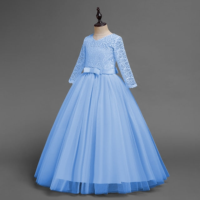 Kids Flower Girl Sleeve Dress Girls' Wedding Half