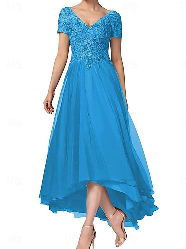 Mother Bride Asymmetrical the Elegant Neck V of Dress A-Line