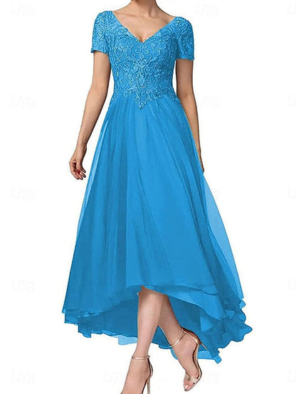 Mother Bride Asymmetrical the Elegant Neck V of Dress A-Line