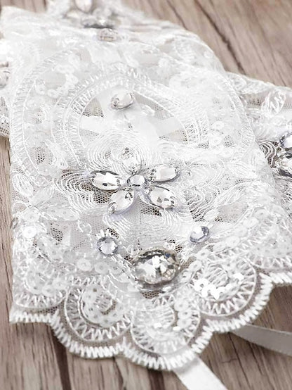 Gloves Wedding with Lace Pearls Elegant Bridal – Accessories