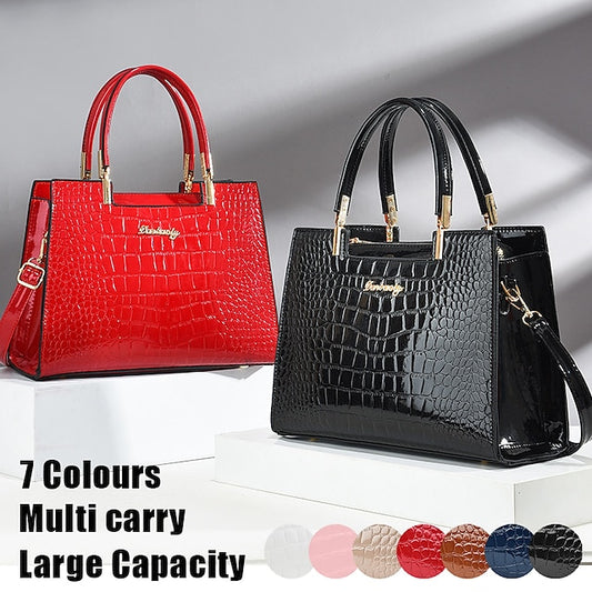 Black Crocodile Pattern Women's Elegant Handbag Leather |