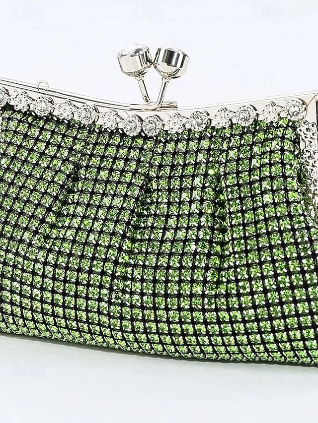 Rhinestone Green Clutch Sage Women's Purse Vintage –