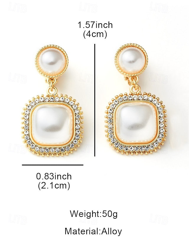 with Pearl – Rhinestone Elegant Detailing Gold-Plated Earrings