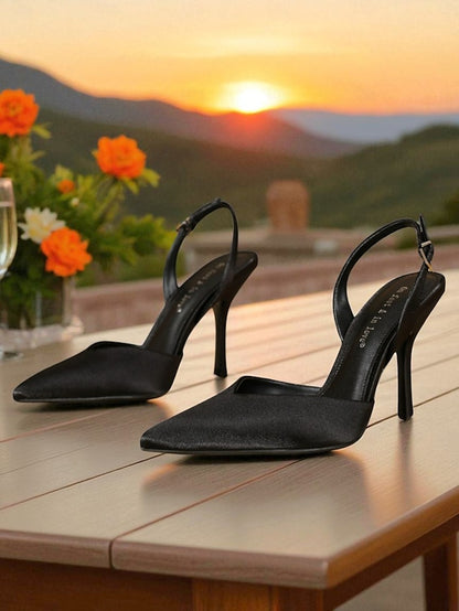 Women's Toe Elegant - Satin Pointed Heels Purple Slingback