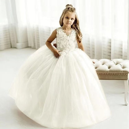 Solid Girls' Kids Color Flower Dress Girl Party