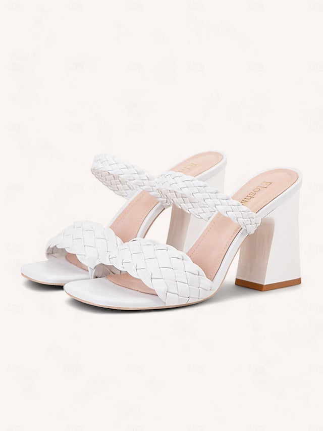 Wedding Vacation Women's Sandals Mules Braided Heeled Party