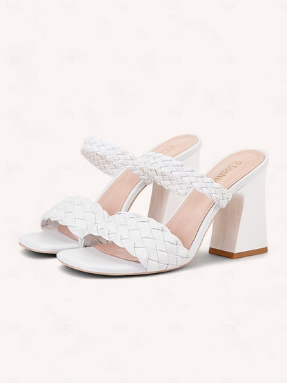 Wedding Vacation Women's Sandals Mules Braided Heeled Party