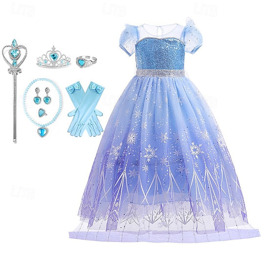Girl Princess Party Elsa Theme Frozen Dress Fairytale Flower