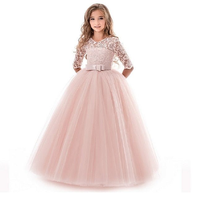 Kids Flower Girl Sleeve Dress Girls' Wedding Half