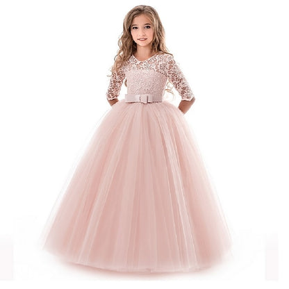 Kids Flower Girl Sleeve Dress Girls' Wedding Half